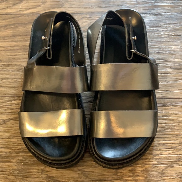 COS Metallic Silver Leather Platform Sandals - Picture 3 of 4